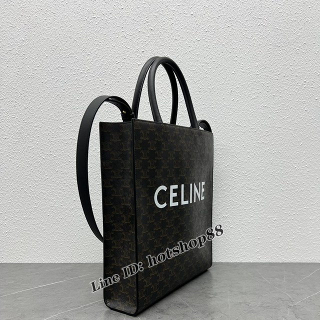 Celine專櫃新款男士黑柄托特包 賽琳百搭棕黑色老花手袋 xxl1198